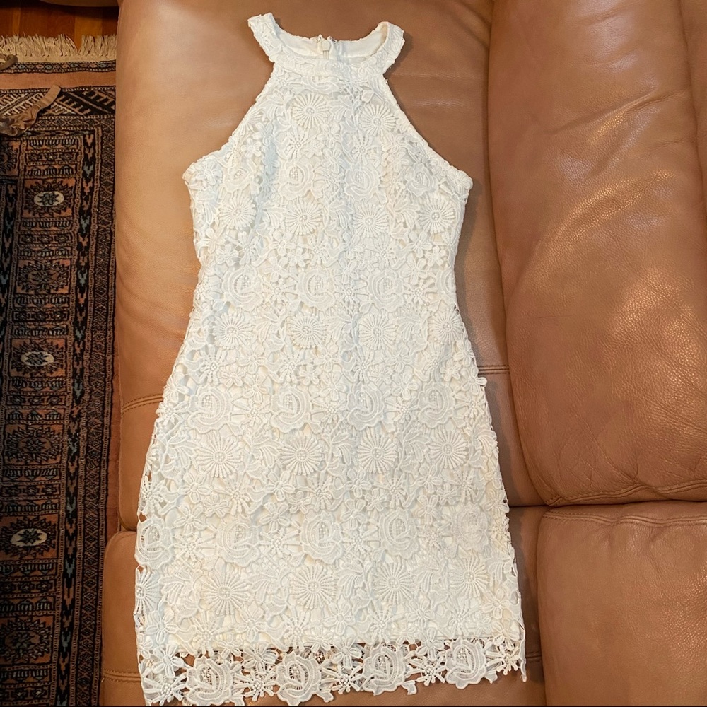 Ivory Lace Mini Dress - Picture 3 of 5
